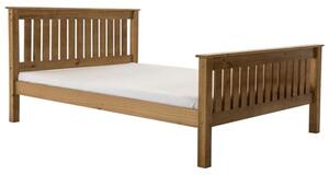 Maire High Foot End Pine Wooden Single Bed In Antique