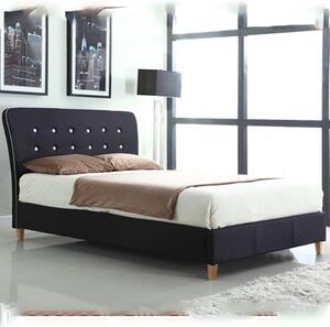 Nadie Linen Fabric Double Bed In Black With White Piping