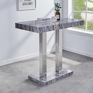 Caprice Gloss Bar Table Rectangular In Melange Marble Effect