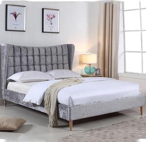 Maile Crushed Velvet Double Bed In Silver