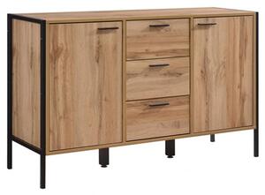 Malila Wooden Sideboard With Black Metal Frame In Oak