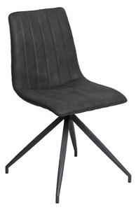 Isaak PU Leather Dining Chair With Metal Legs In Charcoal