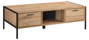 Malila Wooden Coffee Table With Black Metal Frame In Oak