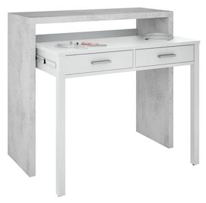 Elaina Pull Out Wooden Laptop Desk In White And Concrete