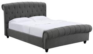 Sanura Linen Fabric Double Bed In Grey