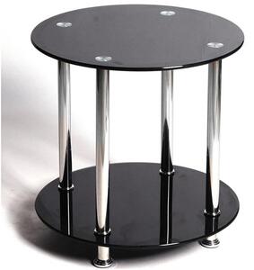 Bayan Black Glass Lamp Table With Stainless Steel Frame