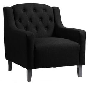 Paget Fabric Armchair With Wooden Legs In Black