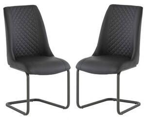 Revila Grey Faux Leather Dining Chair In A Pair