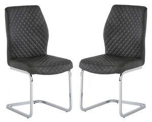 Caprika Grey PU Leather Dining Chair In A Pair