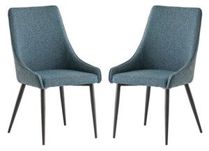 Remika Teal Fabric Dining Chair In A Pair