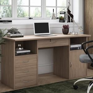 Dolce Wooden Laptop Desk With 3 Drawers In Oak