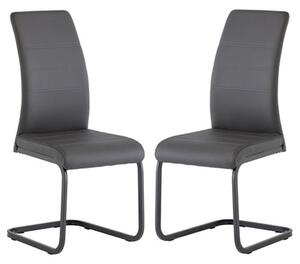 Michton Grey Faux Leather Dining Chairs In Pair