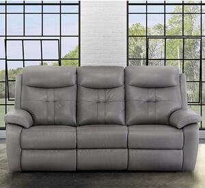 Sotra Faux Leather Electric Recliner 3 Seater Sofa In Grey