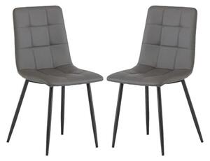 Virti Grey Faux Leather Dining Chairs In Pair