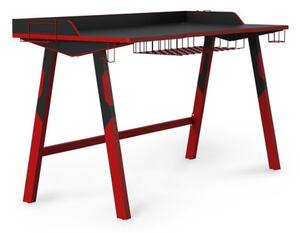 Farningham Wooden Gaming Desk With Red Steel Frame In Black