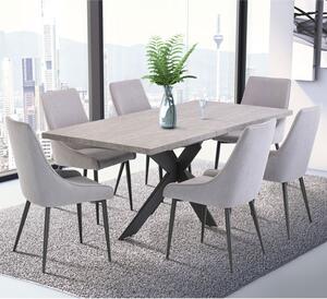 Remika Marble Effect Dining Set In Grey With 6 Remika Chairs