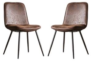 Netanya Brown Faux Leather Dining Chairs In A Pair