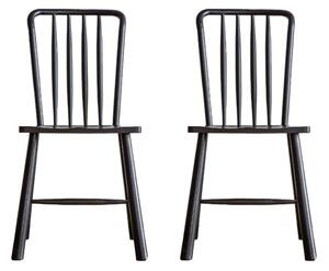 Burbank Black Oak Wood Dining Chairs In Pair