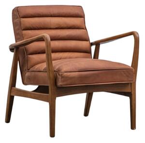 Dotson Leather Armchair With Oak Frame In Vintage Brown