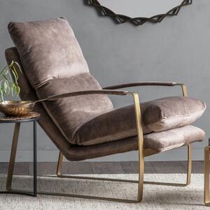 Fabian Velvet Lounge Chaise Chair With Metal Frame In Mineral