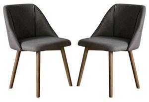 Elliata Slate Grey Fabric Dining Chairs In A Pair