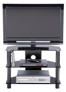 Estero Small Glass TV Stand With Metal Frame In Black