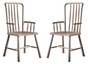 Burbank Oak Wood Carver Dining Chairs In Pair