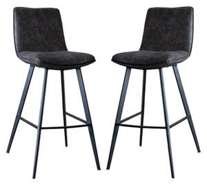 Palmar Grey Faux Leather Bar Stools With Metal Legs In A Pair