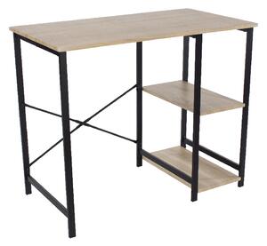 Leith Wooden Laptop Desk With 2 Shelves In Oak And Black