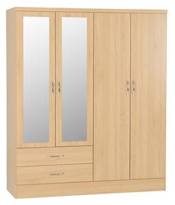 Mack Wooden Wardrobe With 4 Doors 2 Drawers In Sonoma Oak