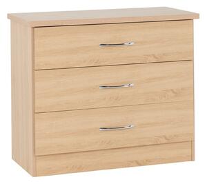 Mark Narrow Wooden Chest Of 3 Drawers In Sonoma Oak