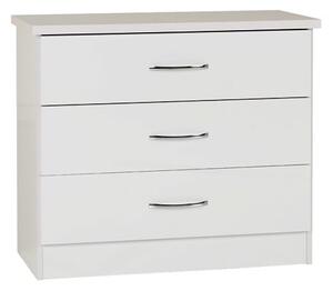 Mark Wooden Chest Of 3 Drawers With White Gloss Front In Oak