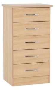 Mark Narrow Wooden Chest Of 5 Drawers In Sonoma Oak