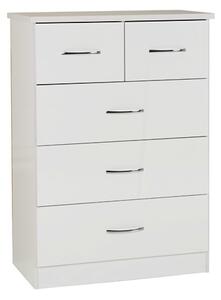 Mark Wooden Chest Of 5 Drawers With White Gloss Front In Oak