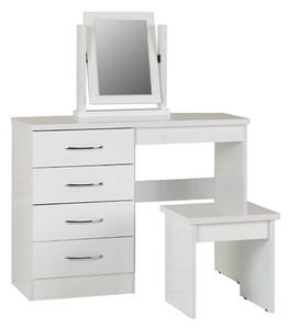 Mark Oak Wooden Dressing Table Set With White Gloss Front