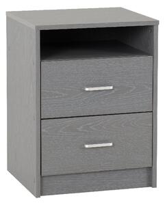 Earth Wooden Bedside Cabinet With 2 Drawers In Grey