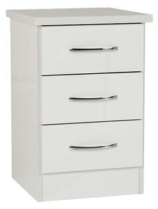 Mark Wooden Bedside Cabinet With 3 Drawers White Gloss Front