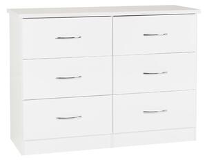 Mark Wooden Chest Of 6 Drawers With White Gloss Front In Oak