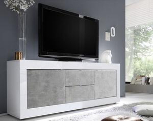 Taylor High Gloss TV Sideboard In White And Cement Effect