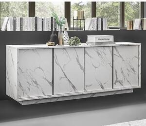 Corvi Wooden Sideboard In White Marble Effect With 4 Doors