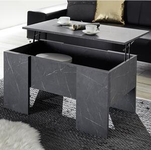 Taze Lift-Up Storage Coffee Table In Matt Black Marble Effect