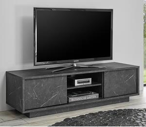 Corvi TV Stand In Black Marble Effect With 2 Doors And 1 Shelf