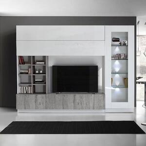 Kalani White High Gloss Large Entertainment Unit In Grey Oak