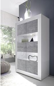 Taylor Display Cabinet In White High Gloss And Cement Effect