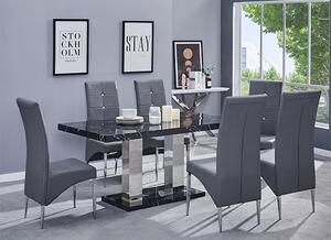 Candice Milano Marble Effect Dining Table 6 Vesta Grey Chairs