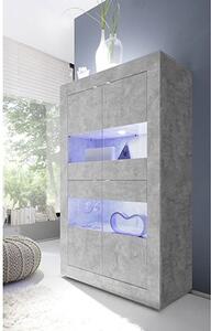 Taylor LED Wooden Display Cabinet In Concrete With 4 Doors