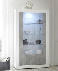 Nitro 2 Doors LED Display Cabinet In White Gloss And Cement