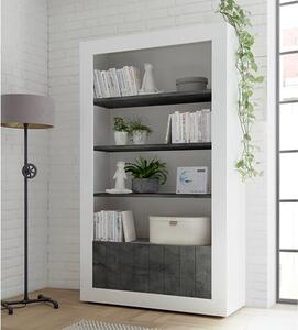 Nitro 2 Doors 3 Shelves Bookcase In White Gloss And Oxide