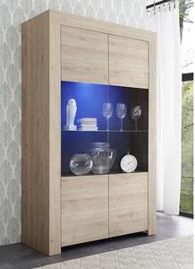 Carney Display Cabinet In Cadiz Oak With 2 Doors And LED