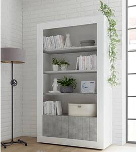 Nitro 2 Doors 3 Shelves Bookcase In White Gloss And Cement